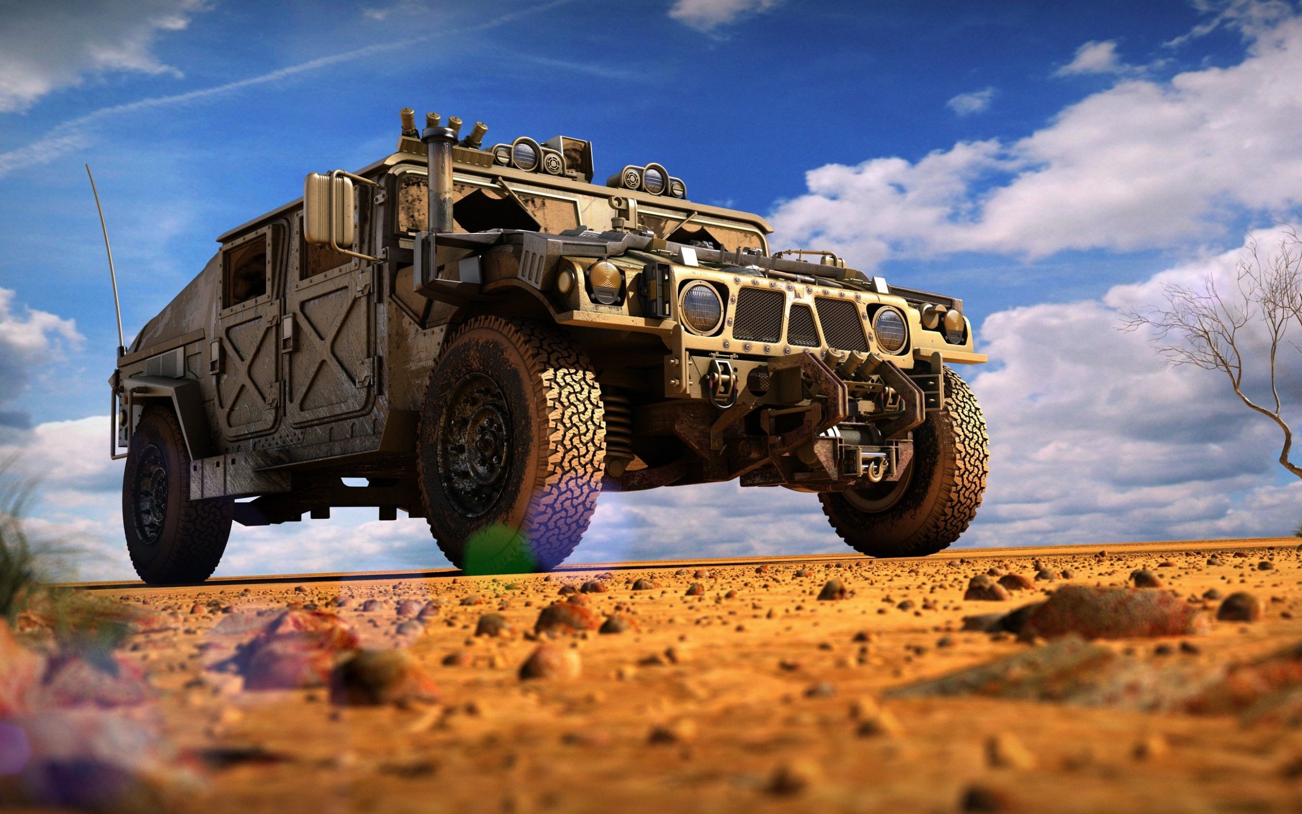 Военный Hummer H1 на задании в пустыне